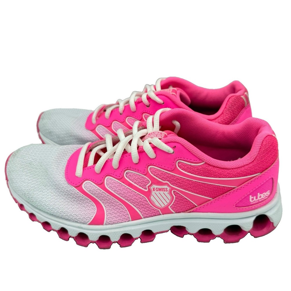 K-Swiss Tubes 200 Running Shoes Women's 8.5 White Pink Athletic Sneakers Mesh